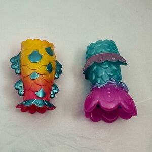 Colorful Mermaid Tail Toy Duo - Yellow/Teal and Teal/Purple